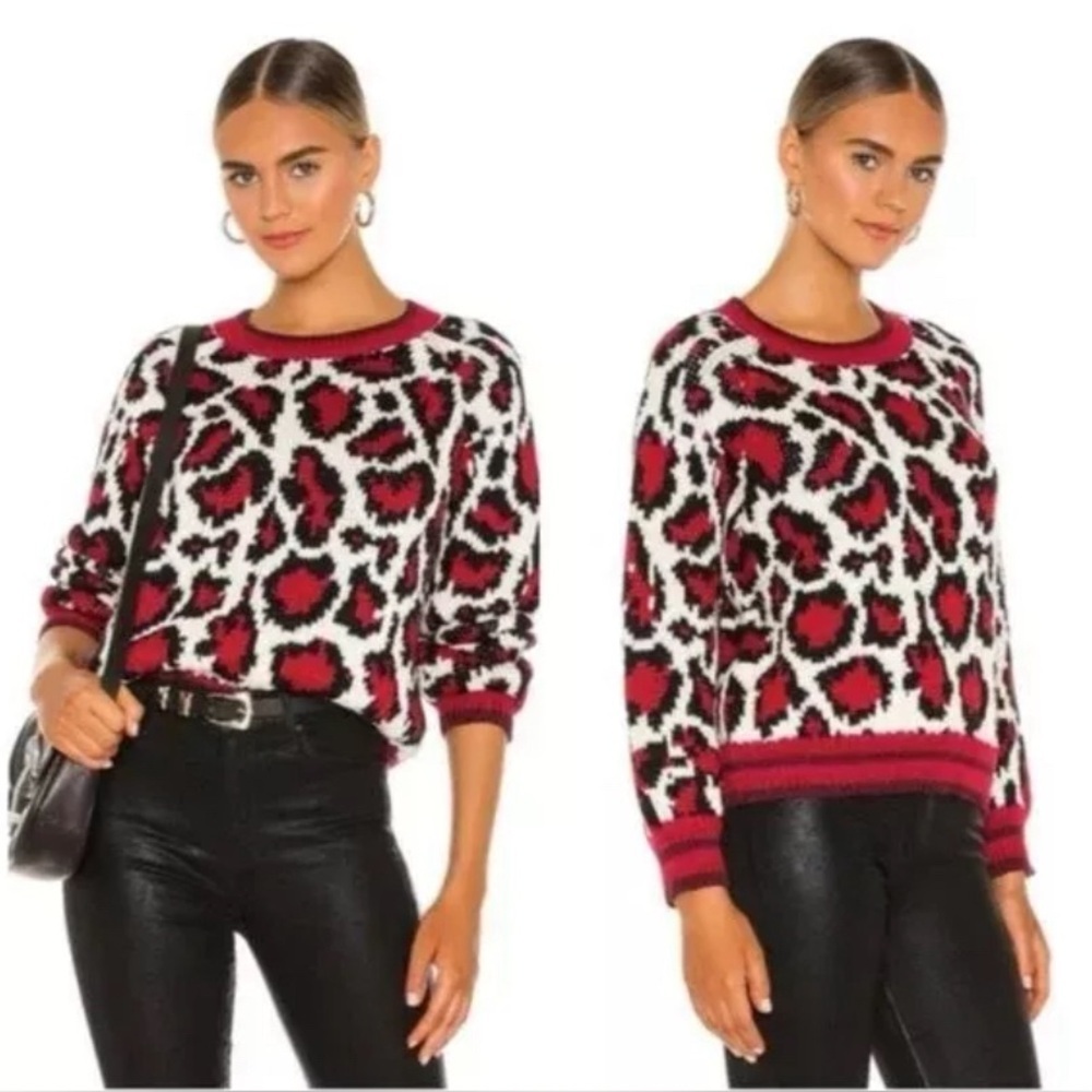 MOTHER Red and Black Leopard Print Sweater NWT XS